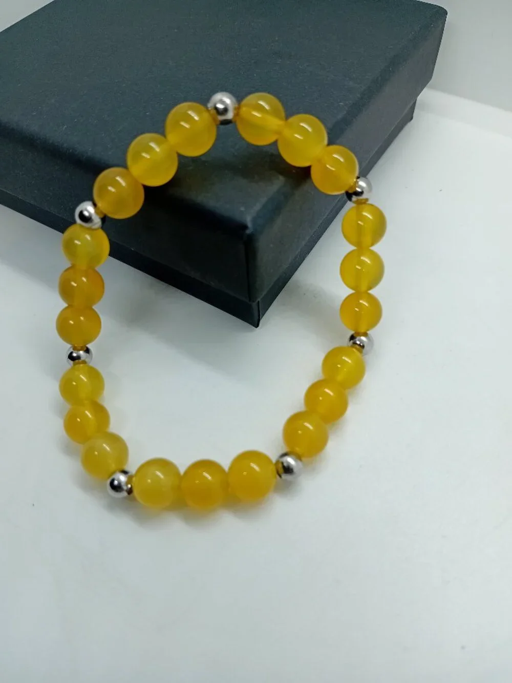 Yellow Agate Stretch Bracelet 304 Stainless Steel | Confidence Success Energy